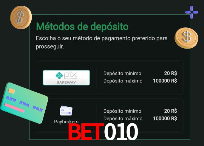 O cassino bet010 oferece uma grande variedade de métodos de pagamento